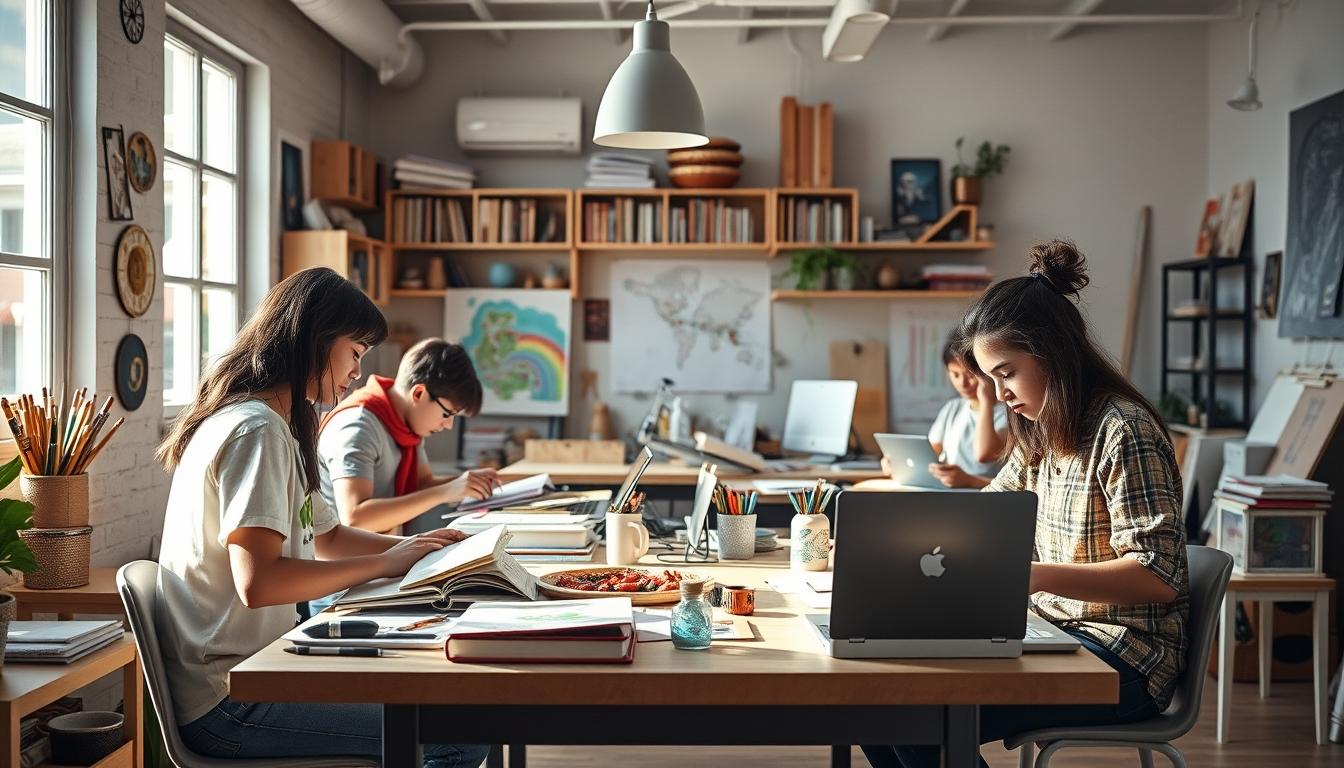 Students working in research laboratory